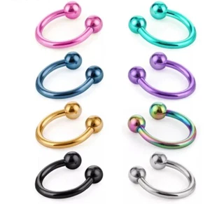 16G Anodized Surgical Steel Horse Shoe Circular Barbell You Choose Color & Size - Picture 1 of 22