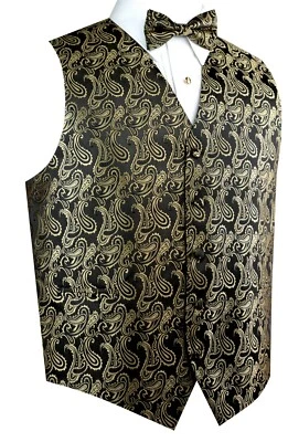 Men's Paisley Formal Tuxedo Vest, Bow-Tie & Hankie set. Wedding Prom Homecoming - Image 1 of 2