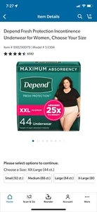 Depend FIT-FLEX Extra Extra Large Incontinence Underwear, 44 Count - Picture 1 of 3