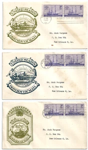 (3) US FDC 923 Steamship May 22 1944 SADWORTH WW2 Patriotic w/ Poster Stamps - Picture 1 of 5