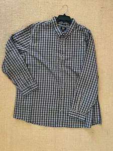 LEE Big & Tall Men's Navy Plaid Long Sleeve Button Front Shirt Size 4XL - Picture 1 of 2