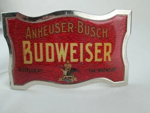 Anheuser Bush  Budweiser Bottled At The Breweryv Belt Buckle Red - Picture 1 of 6