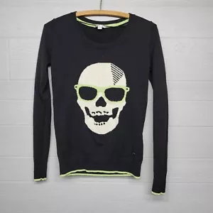 Volcom Black Skull Knit Sweater Womens Size Small - Picture 1 of 9
