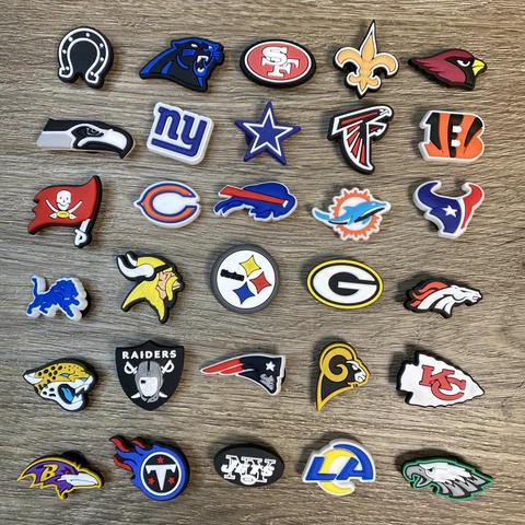 NFL FOOTBALL TEAM LOGOS Shoe Charms for CROCS Wristbands Bracelets NEW, YOU PICK Cover