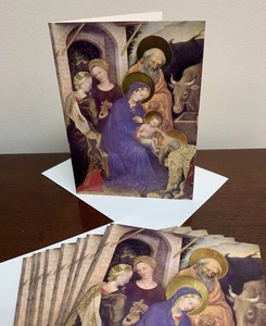 Merry Christmas Mary Joseph Jesus Holy Family Fabriano Greeting Cards Set of 10 - Picture 1 of 4