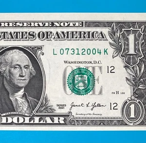 July 31, 2004 (L 07312004 K) BIRTHDAY $1 One Dollar Bill *UNC* - Picture 1 of 4