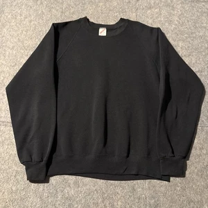 Vintage Jerzees Sweater Mens S/M Black Made In USA Long Sleeve Cotton Blend 90’s - Picture 1 of 5