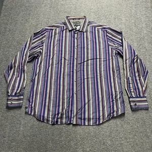 Marks & Spencer Autograph Luxury Shirt Men's XXL 2XL Purple Stripes Button Up - Picture 1 of 7