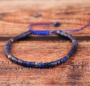 Natural Lapis Lazuli Stone Bracelet Gemstone Beaded Dainty Healing Bracelet Gift - Picture 1 of 3