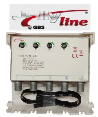 JOLLY LINE amplificatore ANTENNA tv da palo 44537/LTE NSR3/VU45-LTE INGRESSI V-IV-UHF-VHF