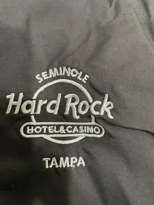 Hard Rock Jacket Mens S Black Waterproof Rain Coat Hooded Zip Seminole Tampa NWT - Image 1 of 4