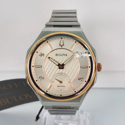 Bulova Women's Curv Diamond Silver Watch 40MM 98P182 Sapphire Crystal 262khz  - Image 1 of 4