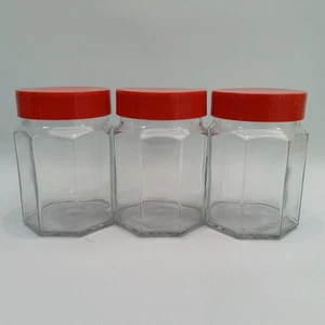 Vintage Co Vetro 3 Glas Vorratsgläser rote Deckel Italy Retro 80er Kitchenalia - Bild 1 von 12