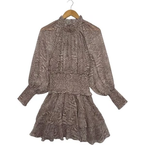 Nuovo mini abito Cleobella donna piccolo marrone serpente fumè trasparente boho festival - Foto 1 di 16