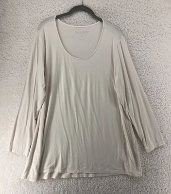 Top túnica Susan Graver para mujer XLP marfil tejido líquido minimalista Lagenlook Foto 1 de 4