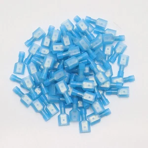 Nylon Male Insulated Wire Terminal Spade Crimp Connector 16-14AWG Gauge Blue US - Picture 1 of 5