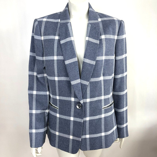 VETEMENTS Giacca Blazer Tahari Arthur Levine 14 Un Bottone Finestra Blu