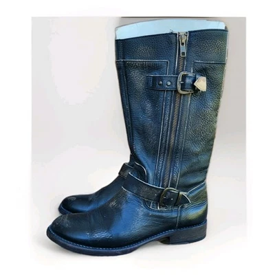 BED STU Heritage Gogo Lug Black Lux Handwash Tan Leather Boot Mid Ride Women 8 - Image 1 of 4