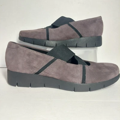 Clarks Artisan Mary Jane Shoes UK 5.5  Grey Mauve Suede Comfort Wedge - Image 1 of 4