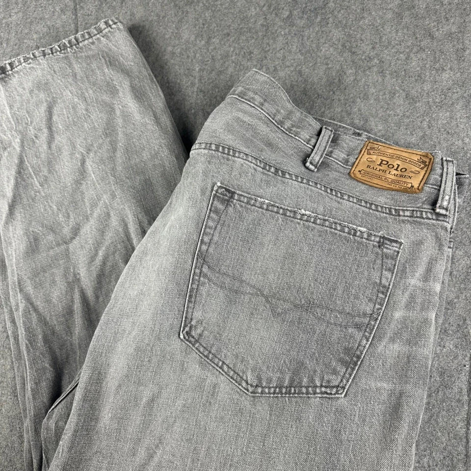 Polo Ralph Lauren Men Gray Distressed Straight Leg Jeans Size 44B Denim 45x32 - Image 1 of 4