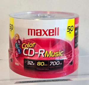 Maxell Color CD-R Blank Media 50 Pack Spindle Audio Music 32x 80 Minute 700MB - Picture 1 of 5