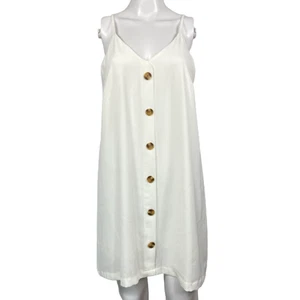 Vestido boutique para mujer talla S blanco cuello en V con botones correa de espagueti - Imagen 1 de 10