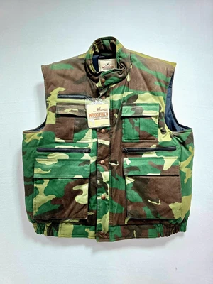 Vintage WOODFIELD Camo CAMOFLAUGE Hunting Fishing Utility Puffer Vest Men's L - Image 1 of 4