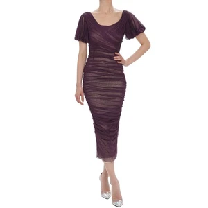 DOLCE & GABBANA RUNWAY Tulle Bustier Pencil Stretch Dress Silk Purple IT 40 S - Picture 1 of 8