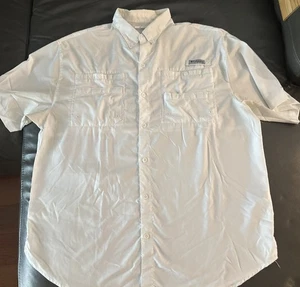 Columbia PFG Shirt Mens XL White Fishing Short Sleeve Vented Omni Shade - Picture 1 of 9