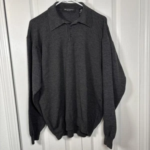 Brandini Mens Polo Sweater XXL Tall Pure New Wool Extra Fine Italy Charcoal Gray - Picture 1 of 8