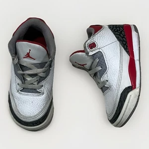 Nike Air Jordan 3 TD Fire Red White Cement Grey - Toddler Size 7C - DM0968-160 - Picture 1 of 7