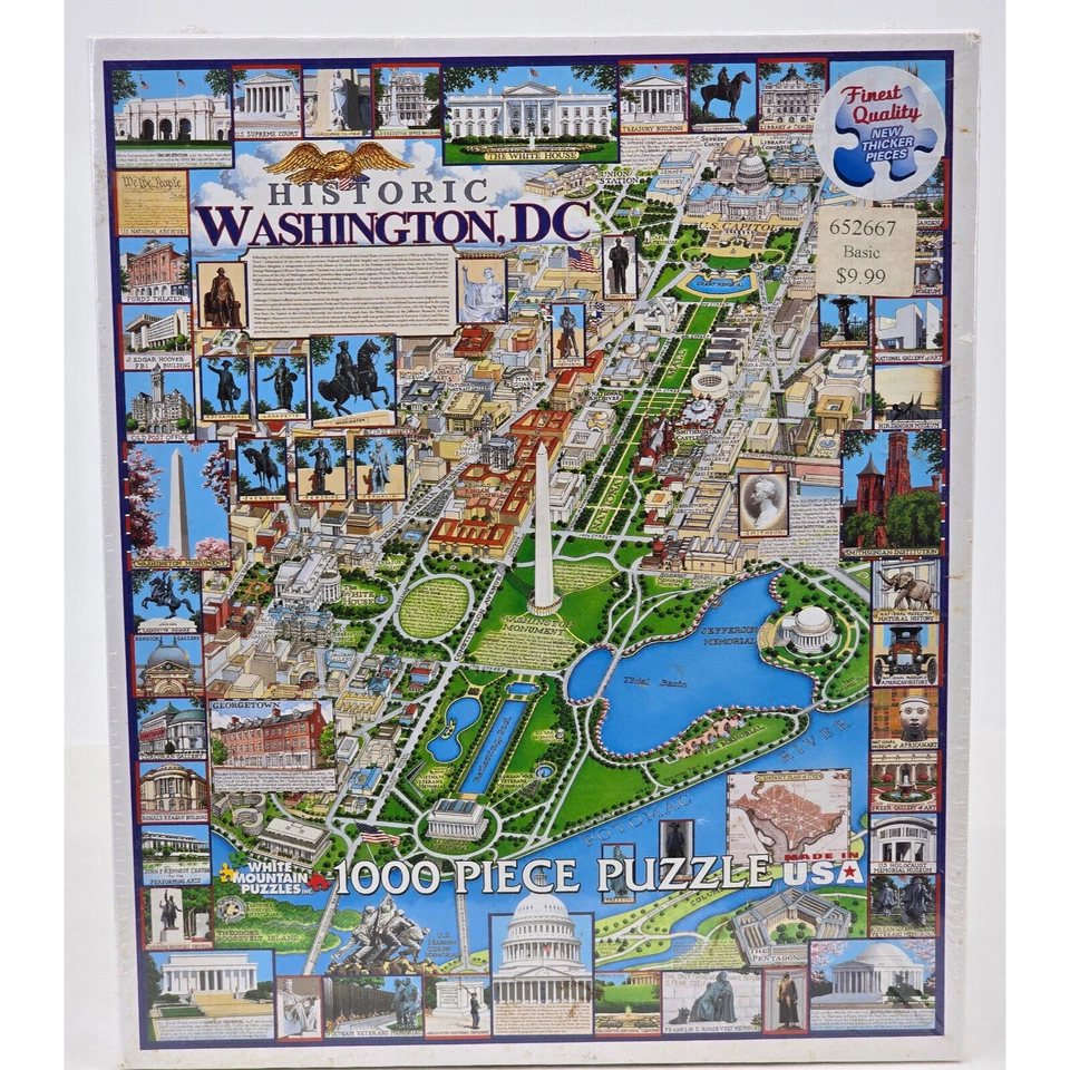 White Mountain 1000 Puzzle Washington DC Map EUC Difficult 2012