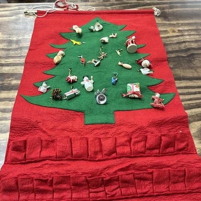 Vintage Handmade Wool Felt Christmas Advent Calendar Hanging with 24 oraments - Image 1 of 4