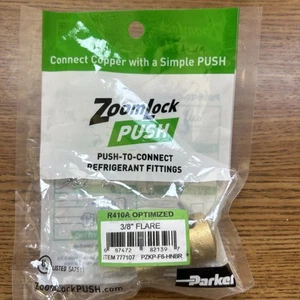 Parker ZoomLock Push To Connect Refrigerant Fitting 3/8" Flare R410A 777107 - Picture 1 of 3