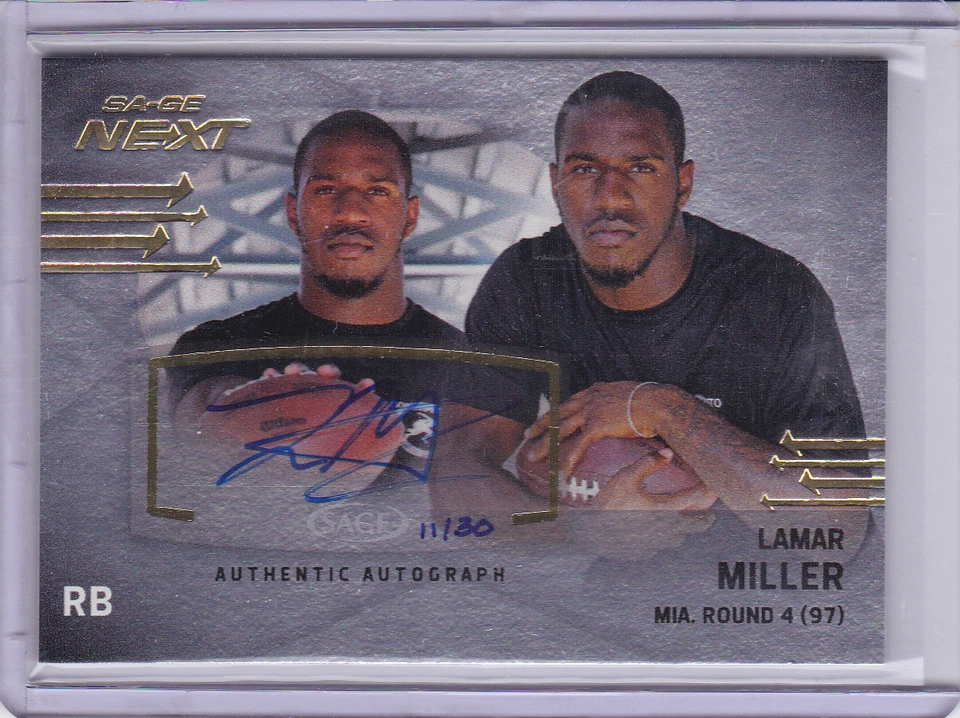 2012 SAGE Next Silver Foilboard #35 Lamar Miller Auto 11/30 - Image 1 of 1