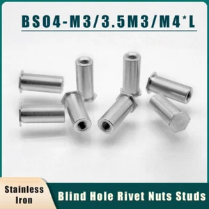 BSO4-M3/M4 Stainless Iron Rivet Studs Pressure Riveting Nut Blind Hole Hex Head - Picture 1 of 50