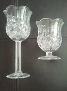 KERZENLEUCHTER AUS GESCHLIFFENEM GLAS. . 2er SET. . GEBRAUCHT... - Bild 1 von 4