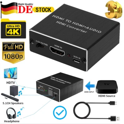 4K*2K HDMI Audio Extractor Converter 3D Konverter zu Optical SPDIF L/R 3,5mm AUX - Bild 1 von 4