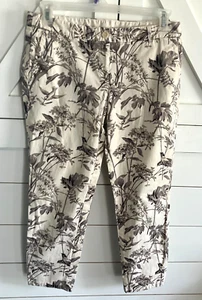 Talbots The Weekender Pants Ivory Gray Floral Pockets Women’s Size 10 Petite - Picture 1 of 4