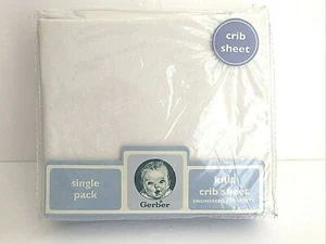 Gerber Fitted Knit Crib Sheet 28x52" Cotton Baby Solid White - Picture 1 of 5