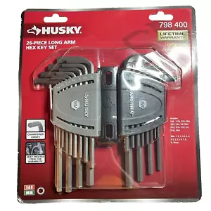 Husky 26 Piece SAE and Metric Long Arm Hex Key Set Chamfered Edges Heat Treated - Picture 1 of 11