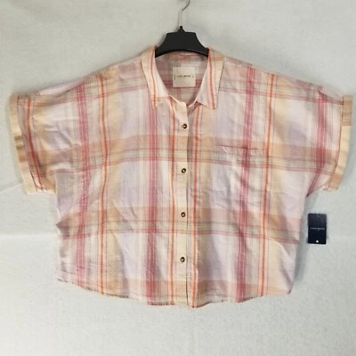 Женский топ Lucky Brand XL Plad белый желтый оранжевый большого размера  - Изображение 1 из 4