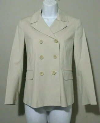 Blazer beige elástico de mezcla de algodón talla 4 THEORY de doble botonadura para mujer  Foto 1 de 4
