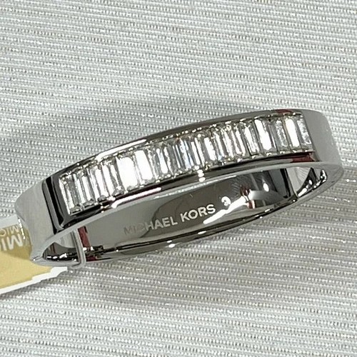 Bracciale MICHAEL Michael Kors tono argento con cerniera nuovo con etichette e pietre baguette