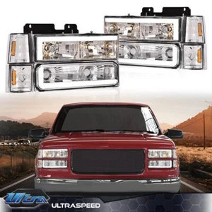 Fit For 1994-1998 C10 C/K Silverado LED DRL Headlight + Bumper Corner Lamp - Picture 1 of 19