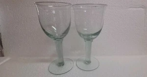 2 - Vintage mexikanisches recyceltes handgeblasenes Glas meergrüner Wein/Wasserbecher 8,5 Zoll - Bild 1 von 7