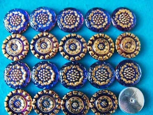 REDUCED CZECH GLASS CABOCHONS ( 20PCs) (22mm) VOLCANO 24K GOLD - Picture 1 of 1