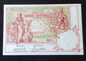 Belgique - Très Joli billet de 20 Francs du 25-Fév-1920