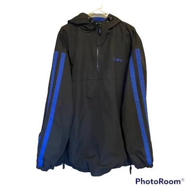 Chaqueta Pullover Rompevientos FUBU Para Hombre Negra Azul 1/4 Cremallera De Colección XXL Con Capucha Foto 1 de 4