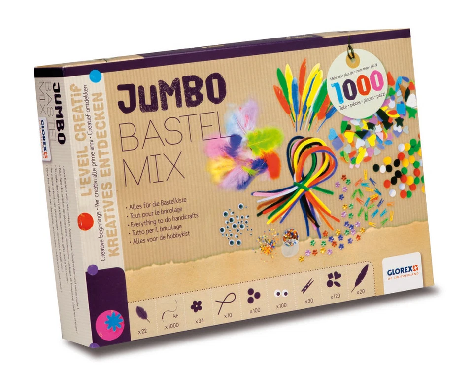 GLOREX Jumbo mix fai da te set fai da te materiale fai da te set fai da te XL mix pezzi per bambini NUOVO